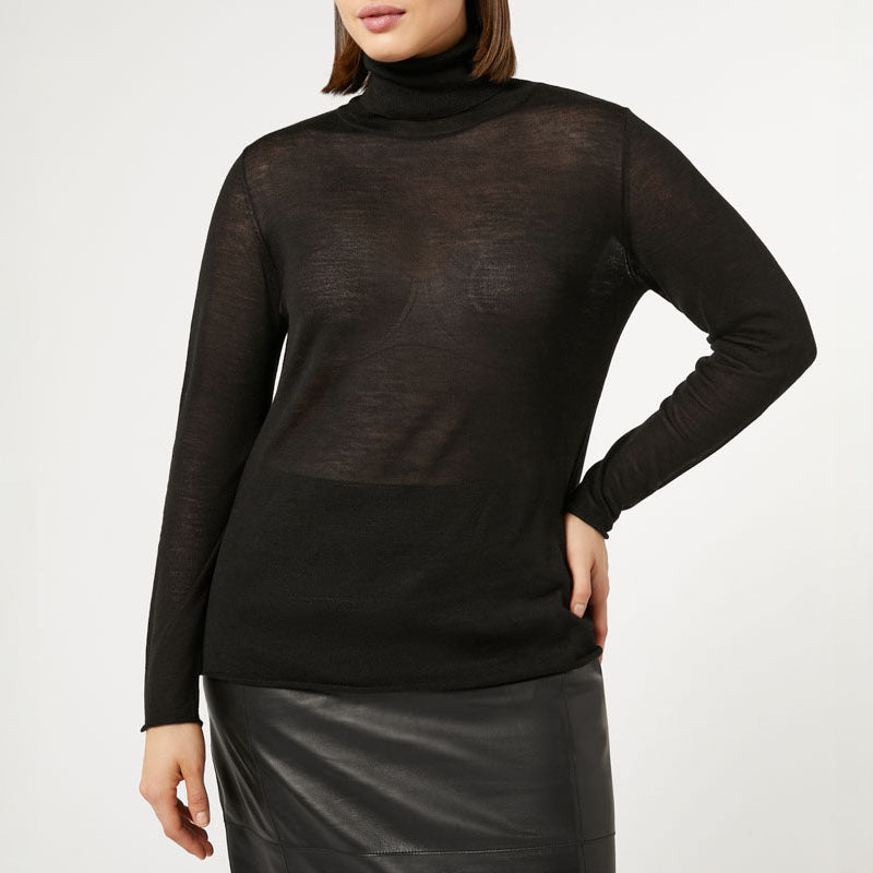 Black cashmere polo neck jumper sale