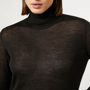 Judy Silk & Cashmere Polo Neck Jumper in Black