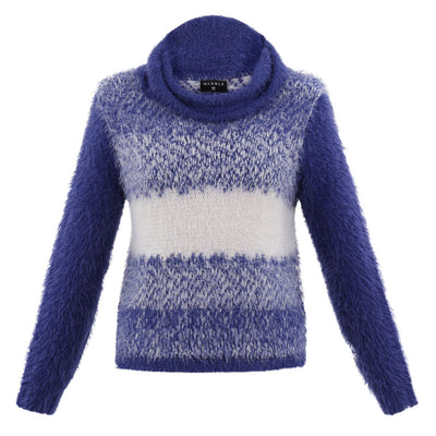 Contrast Roll Neck Sweater in Blue Mix