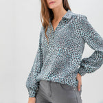 L/S Collared Shirt in Blue/Black/Dot