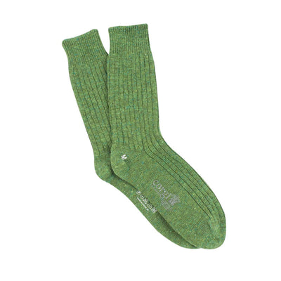 CORGI Mens Plain Rib Donegal Wool Socks in Green