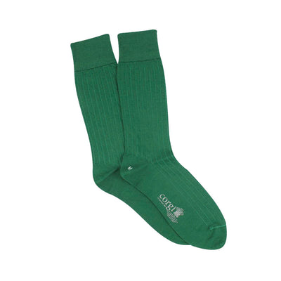 Mens Tenby Ribbed Merino Wool Socks in Green