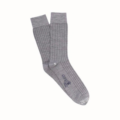 CORGI Mens Tenby Ribbed Merino Wool Socks in Grey