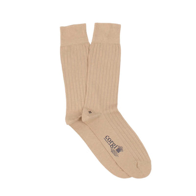 Mens Brecon Ribbed Cotton Socks in Natural