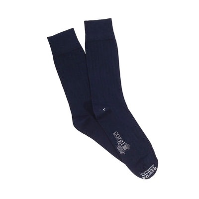 CORGI Mens Brecon Ribbed Cotton Socks in Navy