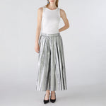 Pleated Maxi Skirt in Silver Gunmetal