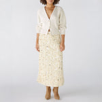 Feather Look Sequin Skirt in Off White/Camel