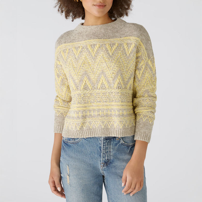 Zig Zag Print Jumper in Yellow Taupe