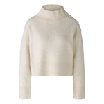 Wool Mix Crop Funnel Neck Jumper in Off White