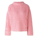 Jacquard Stripe Turtleneck Jumper in Pink/White