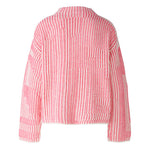 Jacquard Stripe Turtleneck Jumper in Pink/White