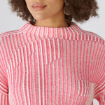 Jacquard Stripe Turtleneck Jumper in Pink/White