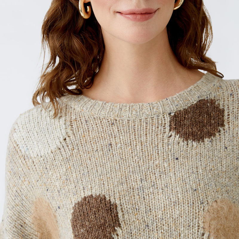 Wool & Alpaca Spot Print Jumper in Camel Brown