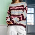 BLACK COLOUR Effie Striped Jumper in Bluish Plum