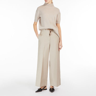 Ottavo Twill Wide Leg Trousers in Ecru