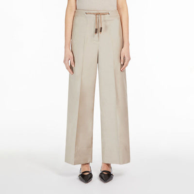 Ottavo Twill Wide Leg Trousers in Ecru