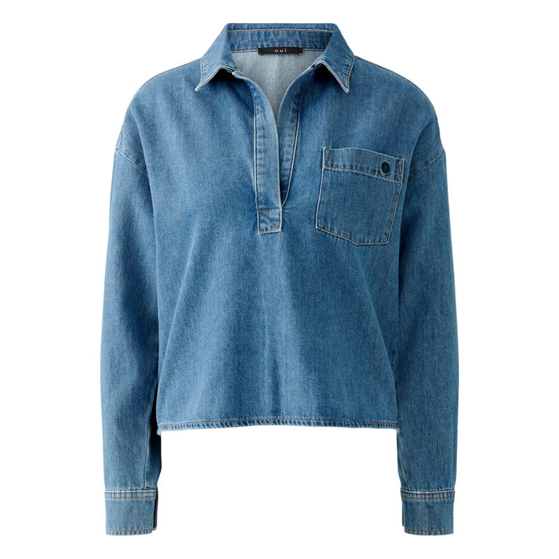 OUI 91898 Denim Blouse in Blue