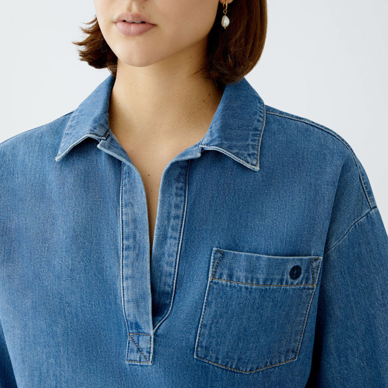 OUI 91898 Denim Blouse in Blue