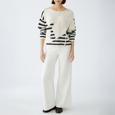 OUI 91958 Jumper in White Blue