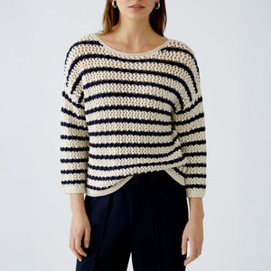 OUI 91959 Jumper in White Blue