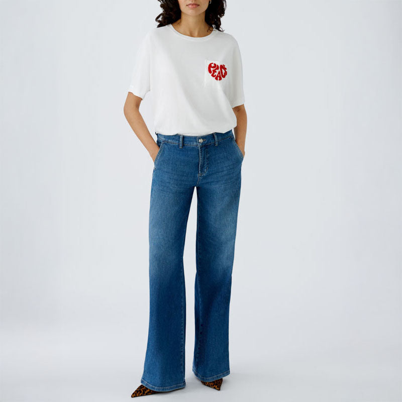 OUI 92788 Wide Leg Jeans in Dark Blue Denim