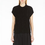 Eric Cable Knit Cotton Top in Black