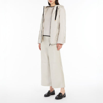 S MAXMARA Luciana Coated Fabric Trousers in Ecru