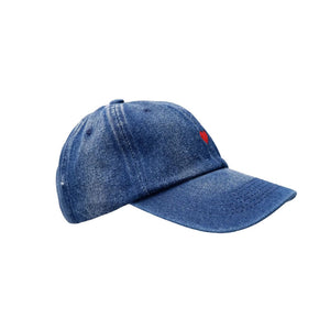 BLACK COLOUR Malou Denim Cap in Blue Denim/Heart