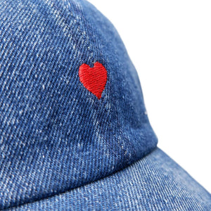 BLACK COLOUR Malou Denim Cap in Blue Denim/Heart