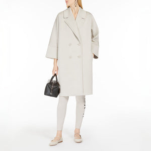 Marica Double Breasted Scuba Jersey Coat in Ecru