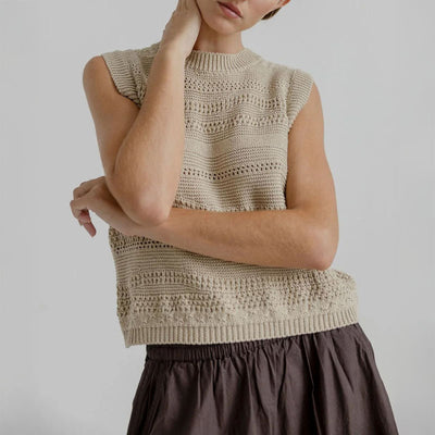 Aggie Summer Knit Vest in Sand