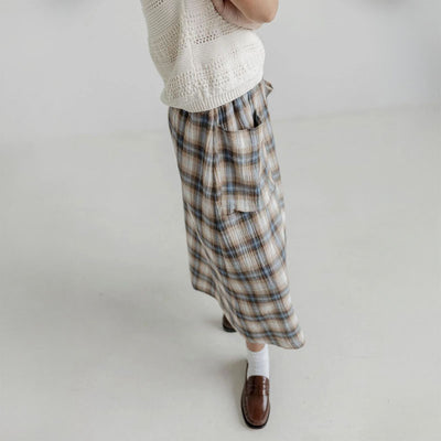 Madge Skirt in Indigo Check