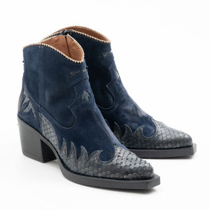 Acuario Snakeskin Boots in Navy