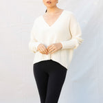 V Neck Crop Jumper in Angel White