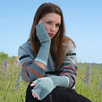 Angora Fingerless Mittens in Shingle/Grey