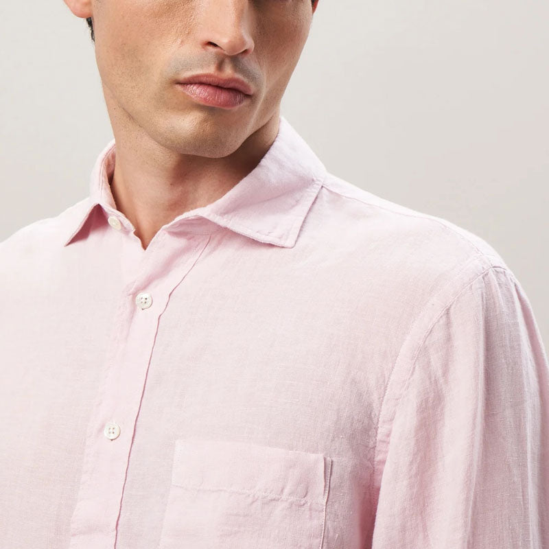 HARTFORD L/S Paul Linen Shirt in Faded Rose