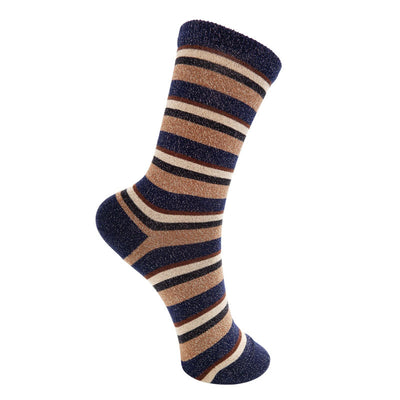 Brandi Striped Socks in Dark Navy