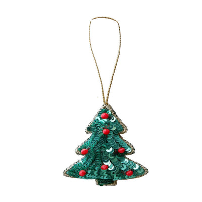 Decorated Christmas Tree Ornament in Green