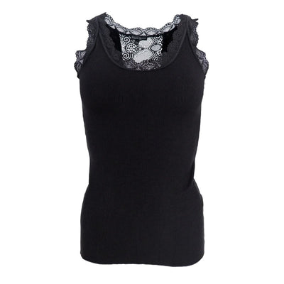 Ivy Rib Vest Top in Black