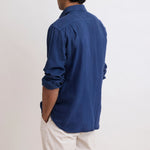 HARTFORD L/S Paul Linen Shirt in Deep Blue