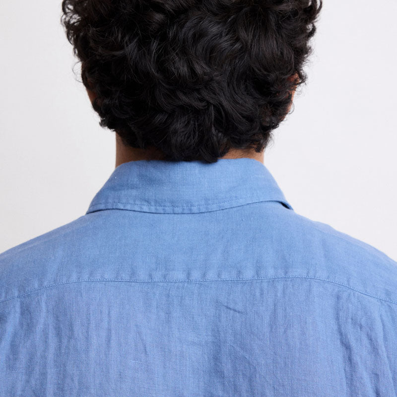 HARTFORD L/S Paul Linen Shirt in Nautic Blue