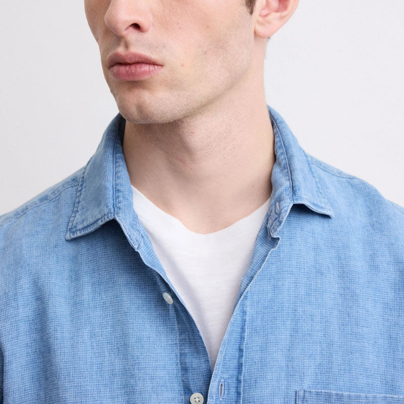 HARTFORD Paul Linen Cotton Shirt in Indigo