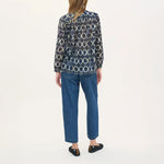 BEATRIZ FUREST Nefer Tie Dye Print Shirt 49R162 in Navy