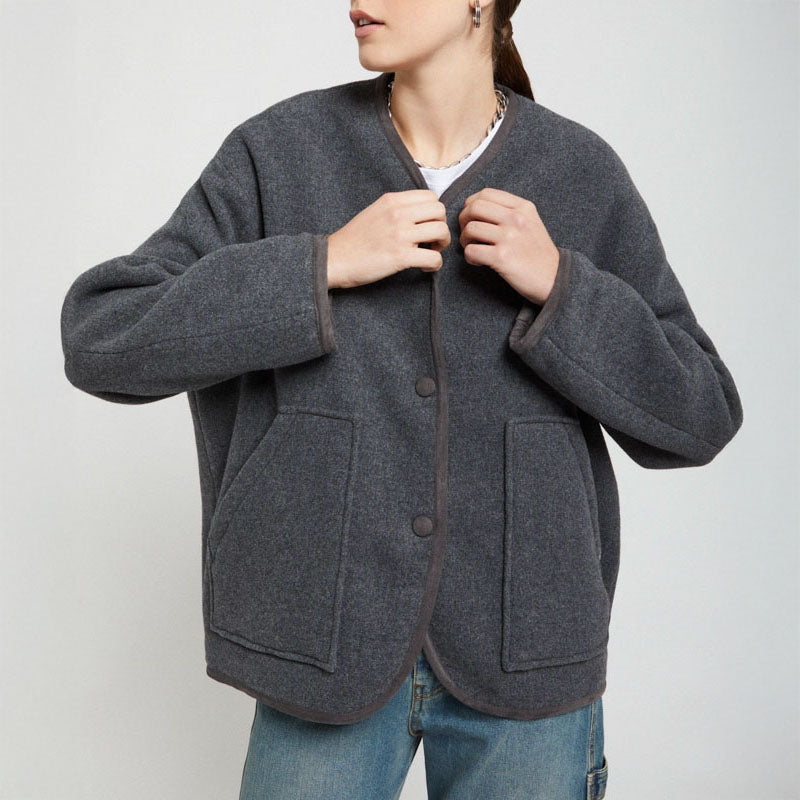 Wool Blend Bomber Jacket in Smoke