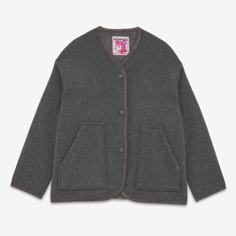 Wool Blend Bomber Jacket in Smoke