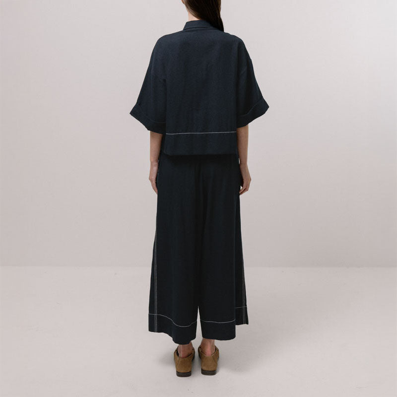 EMIN PAUL Ultra Wide Leg Trousers Navy