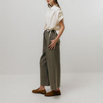 EMIN PAUL Drawstring Waist Trousers in Khaki