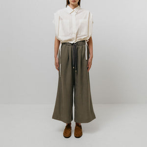 EMIN PAUL Drawstring Waist Trousers in Khaki