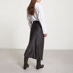 Pure Viscose Long Skirt in Smoke