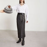 Pure Viscose Long Skirt in Smoke